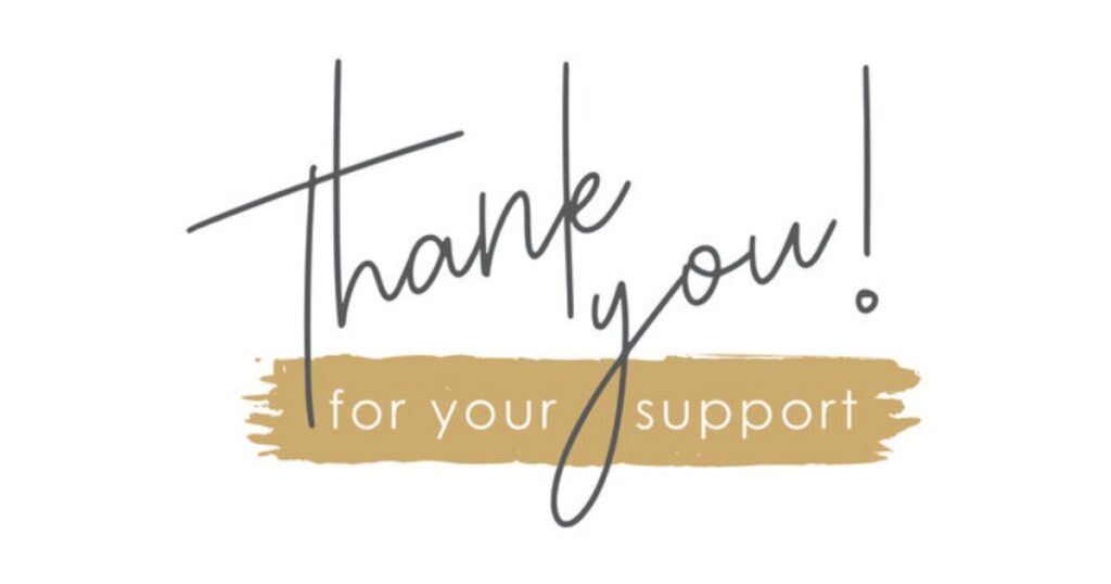 thank you for your support